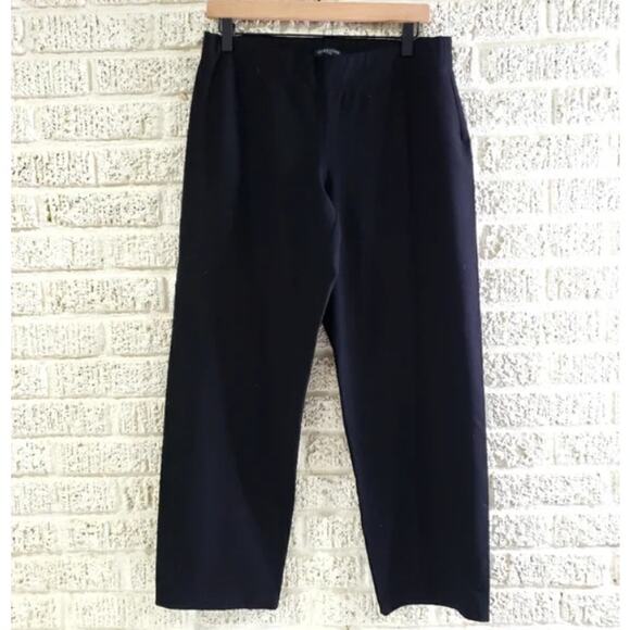 Eileen Fisher Large Stretch Crepe Slim Ankle Pants Black EETK - Picture 10 of 11